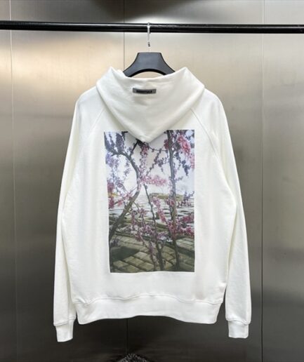 Essentials Flower Hoodies-White