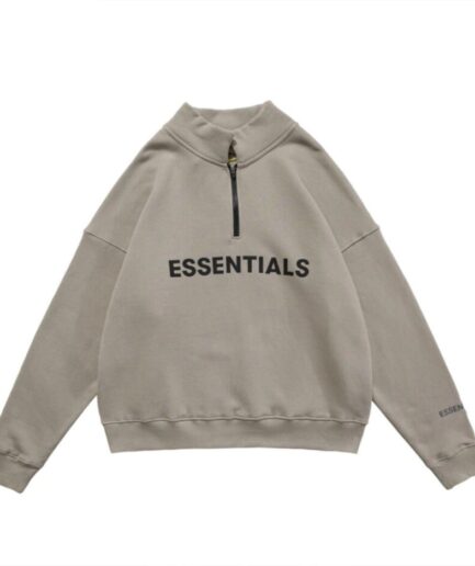 Essentials Half Zip High Collar Loose Hoodie