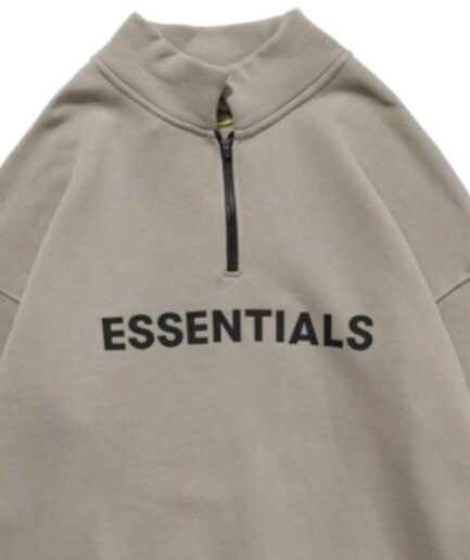 Essentials Half Zip High Collar Loose Hoodie